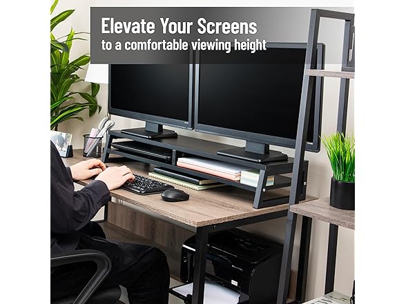 Mind Reader 2-Tier MDF Double Monitor Stand