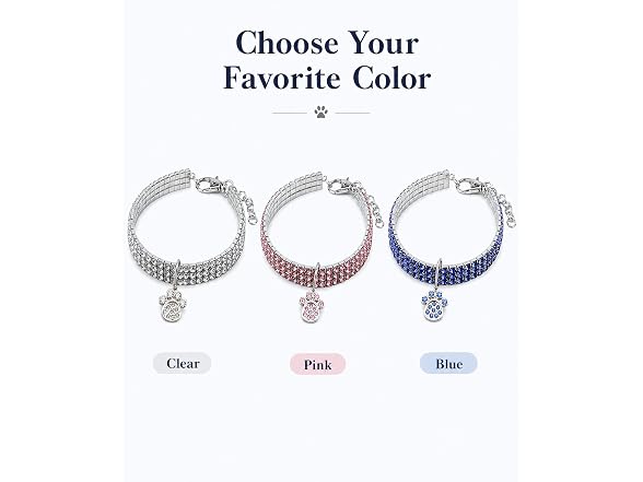 Rhinestone Pet Collar, Sparkling 3 Rows Crys