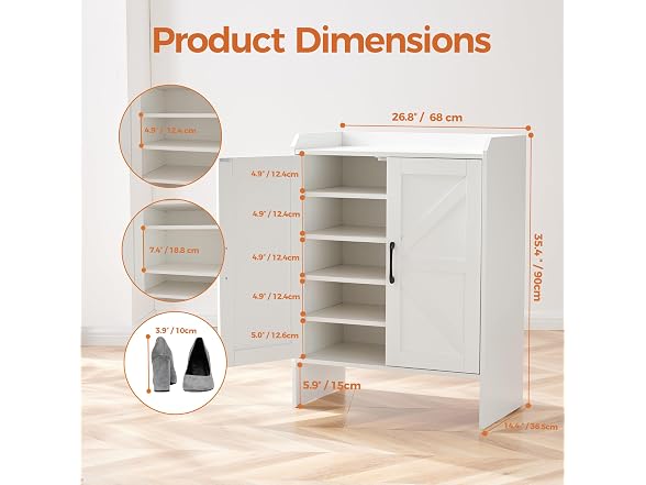 Mericonia 5-Tier Farmhouse Shoe Cabinet