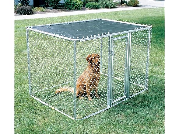 Chain Link Portable Kennel w/ Sunscreen