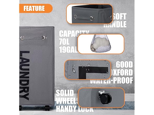 Caroeas 30-inches Rolling Laundry