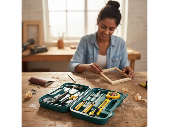 8 Piece Household Tool Set in Plastic Toolbox