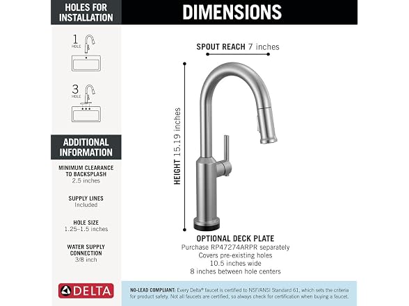 Delta Cordova Brushed Nickel Touchless Bar Sink Faucet