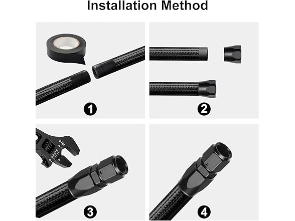 VehiMata 4AN Fuel Line Hose 10ft Black