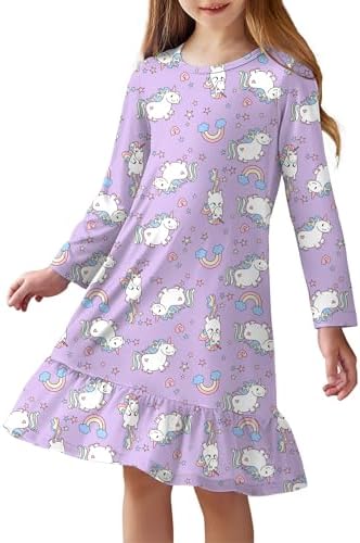 Girls Long Sleeve Cute Nightgown