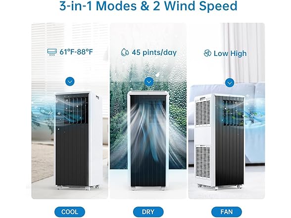 GustoWave 8000 BTU Portable Air Conditioner - 250 Sq Ft