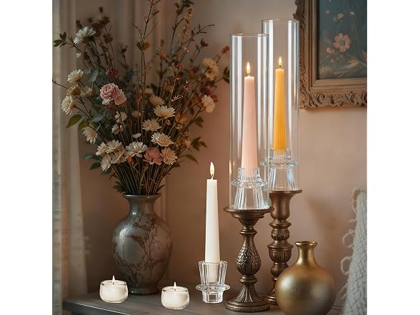 12" Glass Hurricane Candle Holders