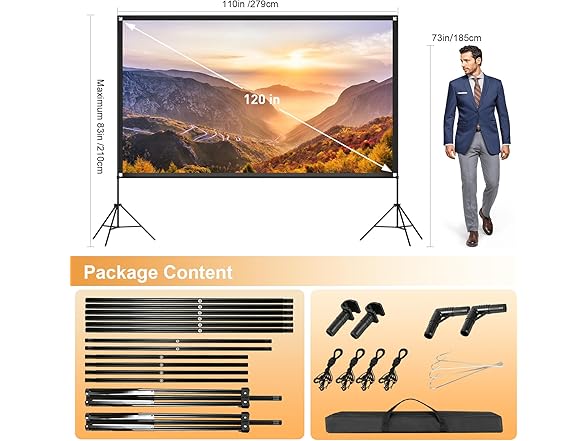 120" Projector Screen with Dual Tripod Stands
