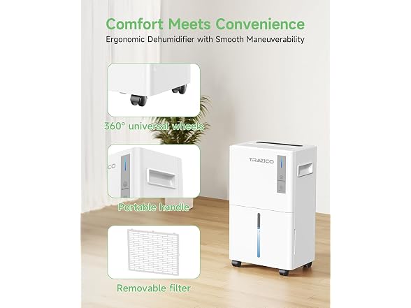 Trazico 1500 Sq.ft Dehumidifier White