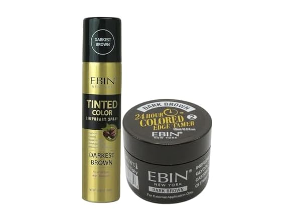 Ebin Dark Brown Color Spray and Edge Tamer 2 Pack