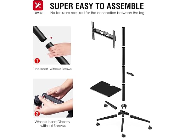Tall Rolling TV Stand