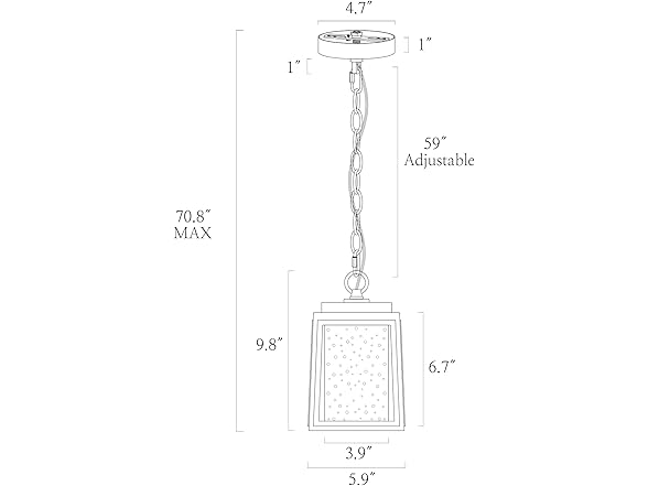 GEPOW Black Outdoor Pendant Light