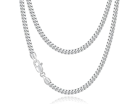 Andsion Silver 4mm Cuban Link 20 Inch