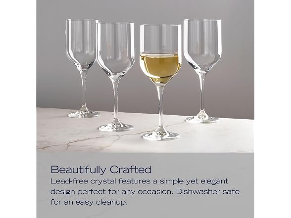 Upton White Wine Chardonnay Glasses, Set of 4, 17.5 Ounce