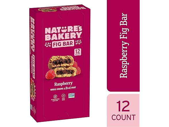 12PK Nature’s Bakery Whole Wheat Fig Bars, Raspberry