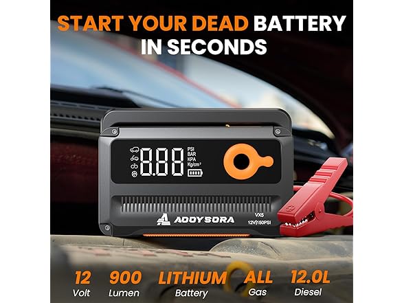 Car Battery Jump Starter with Air Compressor 6000A