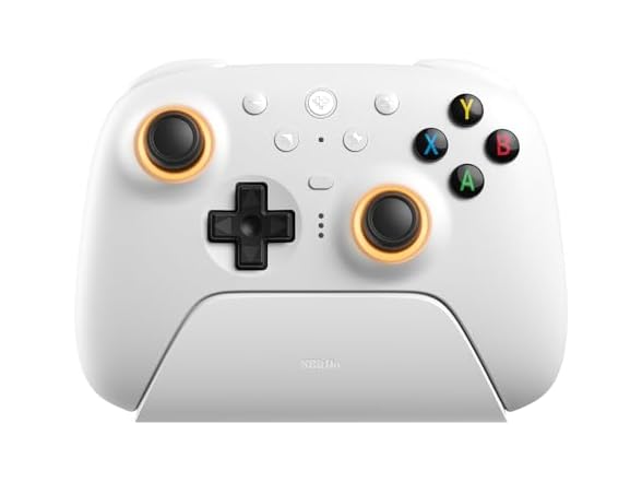 8BitDo Ultimate 2 Wireless Controller for Windows PC, Apple, Steam & Android, Gaming Controller with TMR Joysticks, Hall/Tactile Triggers, Motion Control, RGB Fire Ring, 1000Hz Polling Rate, White (Open Box)