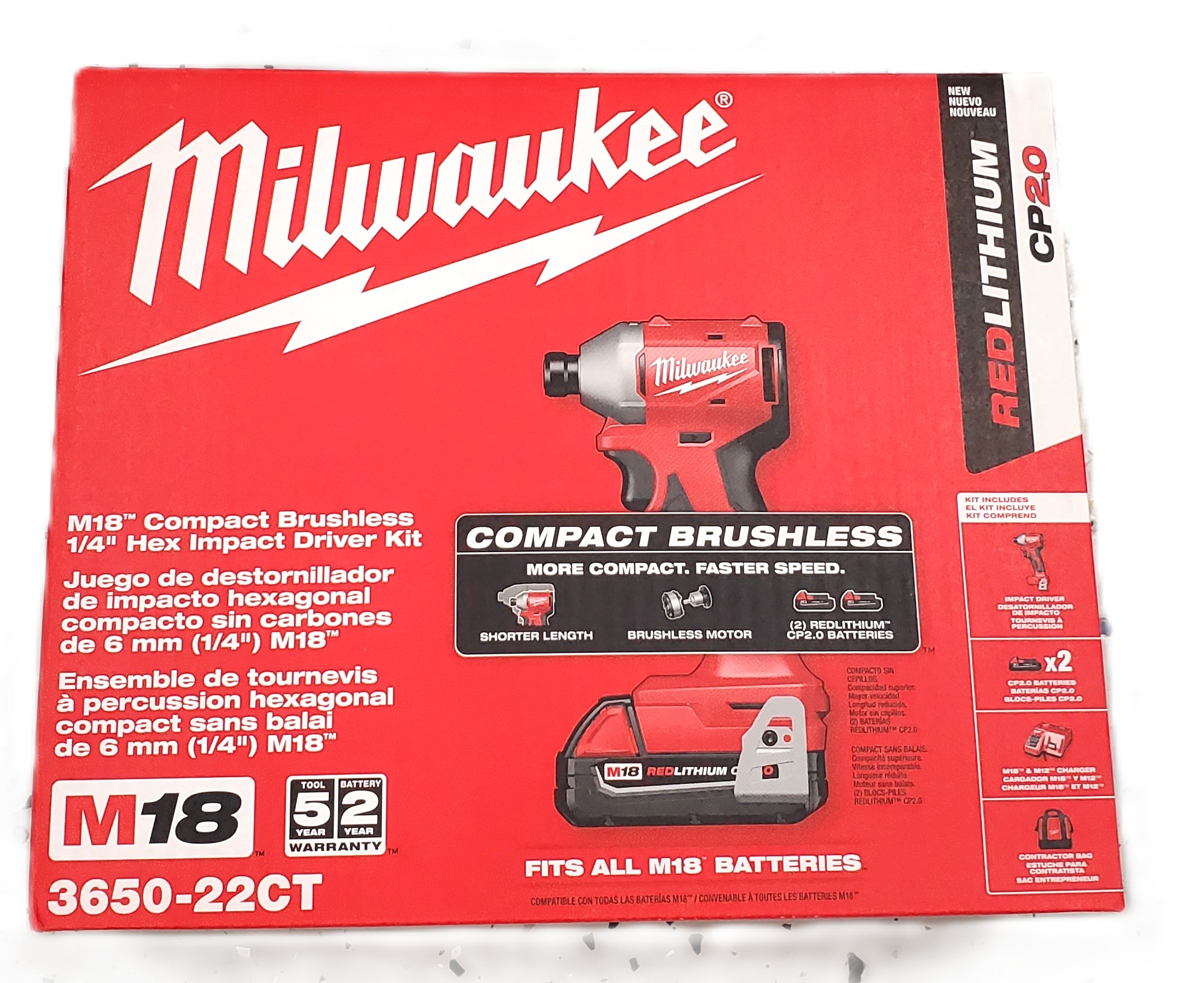 Milwaukee 3650-22CT M18 18V 1/4 in Impact Kit - Gallery 5