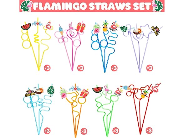 SODWINCO 24 PCS Crazy Straws