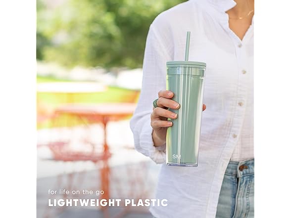 Simple Modern Plastic Tumbler with Lid and Straw  24oz | Winter White
