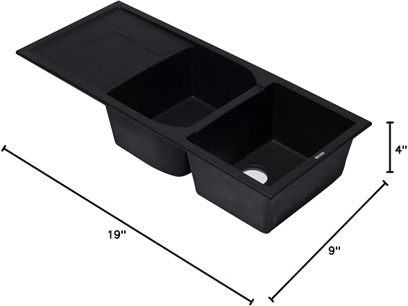 ALFI brand AB4620DI-BLA Black 46" Double Bowl Gran