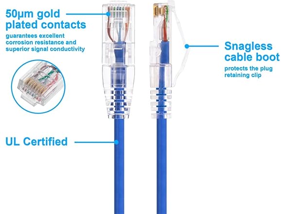 Monoprice Cat6 7ft Blue 28AWG Patch Cable