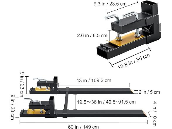 Pallet Forks, 4000 lbs Clamp on Pallet Forks
