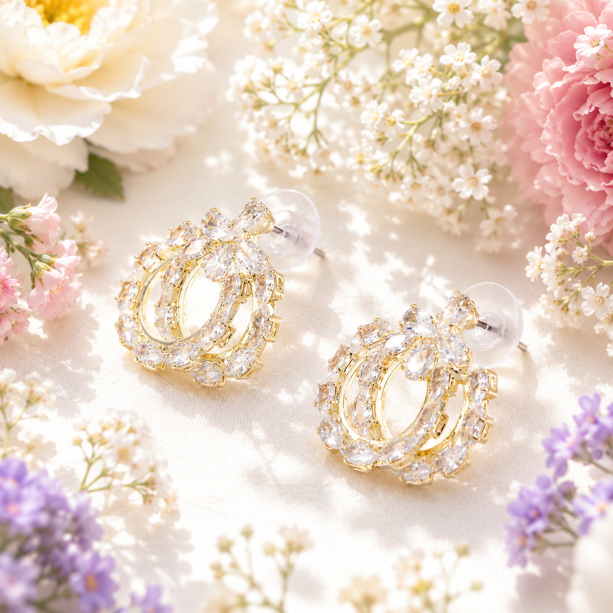 18K Gold Pear CZ Huggie Hoops - Gallery 7