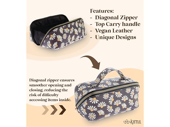 Karma Small Zip Cosmetic Bag Quilt Blocks