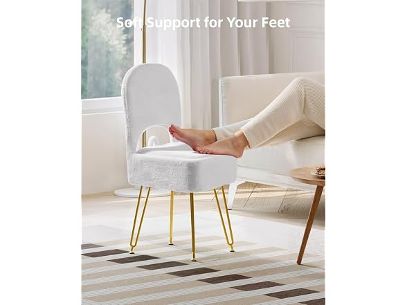 GOUUN White Faux Fur Vanity Chair