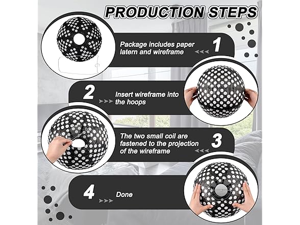 12 Paper Lanterns Black & White 12 Pcs