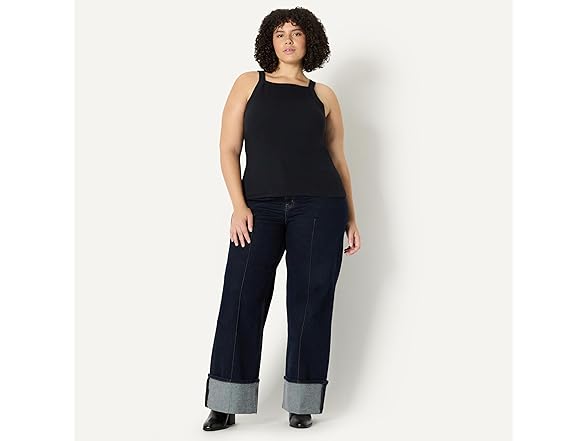 Women's Slim-Fit Stretch Rib High-Neck Tank