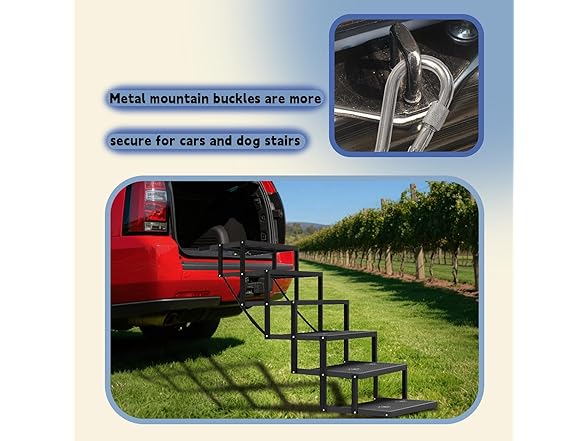 YACONA dog steps for car 6 steps Black