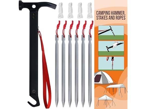 Eurmax Tent Stakes & Hammer Set