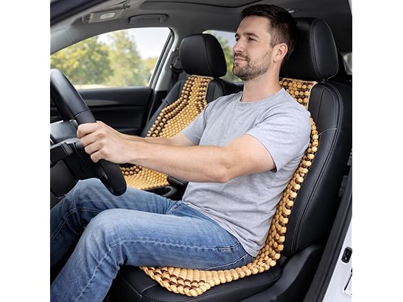 Zone Tech SE0033 Wood Beaded Seat Cushion 2-Pack Natural