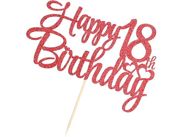 Qertesl Red 18th Birthday Cake Topper
