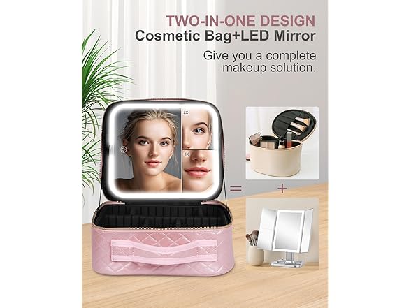 MAFYIY Travel Makeup Bag with LED Mirror