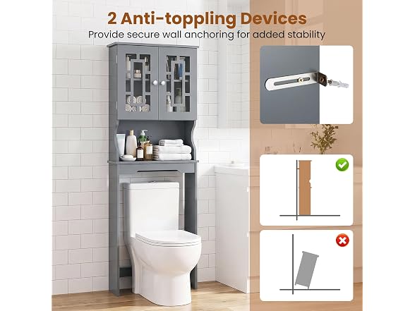 Tangkula Freestanding Over The Toilet Storage Cabi