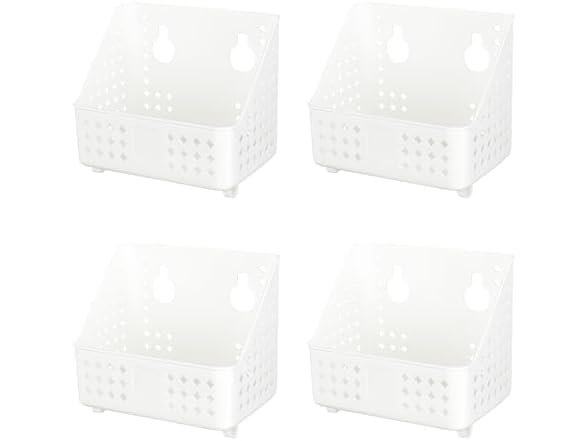 Cetomo Plastic Hanging Baskets with Hole White, 4 Pack