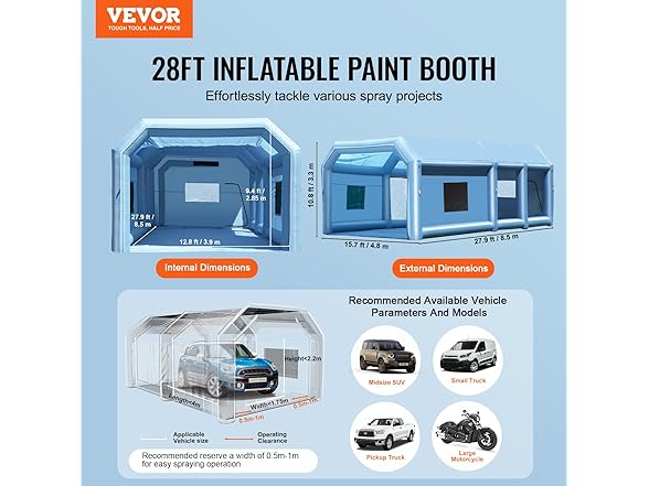 VEVOR Inflatable Paint Booth, 27.9 x 15.7 x 10.8 ft