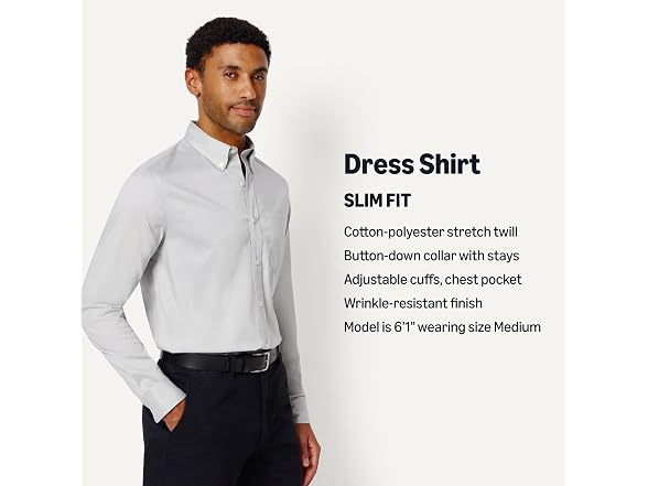 Amazon Essentials Men Slim Stretch Wrinkle Shirt