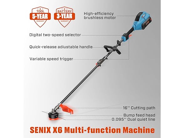 SENIX X6 60V 16" Weed Wacker