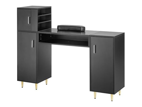 VEVOR Manicure Table, Glass Top Nail