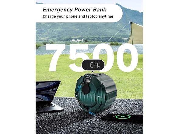 DUKUSEEK Camping Tent Ceiling Fan w/Light
