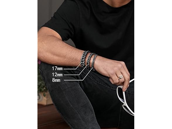 Black Steel Curb Chain Bracelet