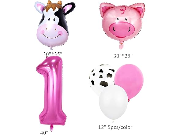InBy 18pcs Farm Animal Balloons