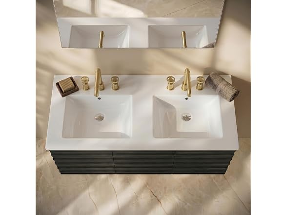 48" Ceramic Vanity Top Double Basins with 3 Holes