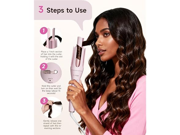 TSUYAGLA Pink 5 in 1 Automatic Curling Iron Set