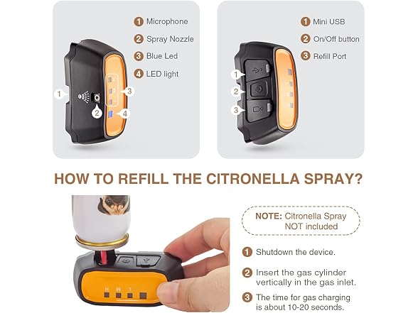 Citronella Dog Collar, Auto Spray Citronella