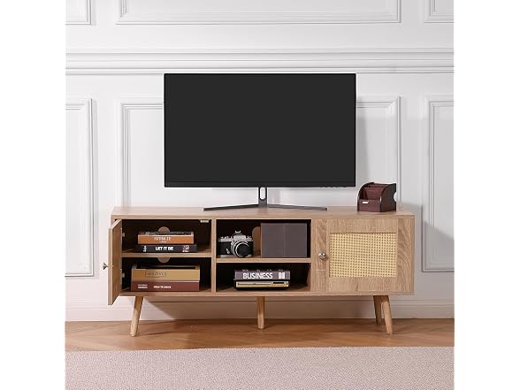 Rattan TV Stand, Mid Century Modern 65inch